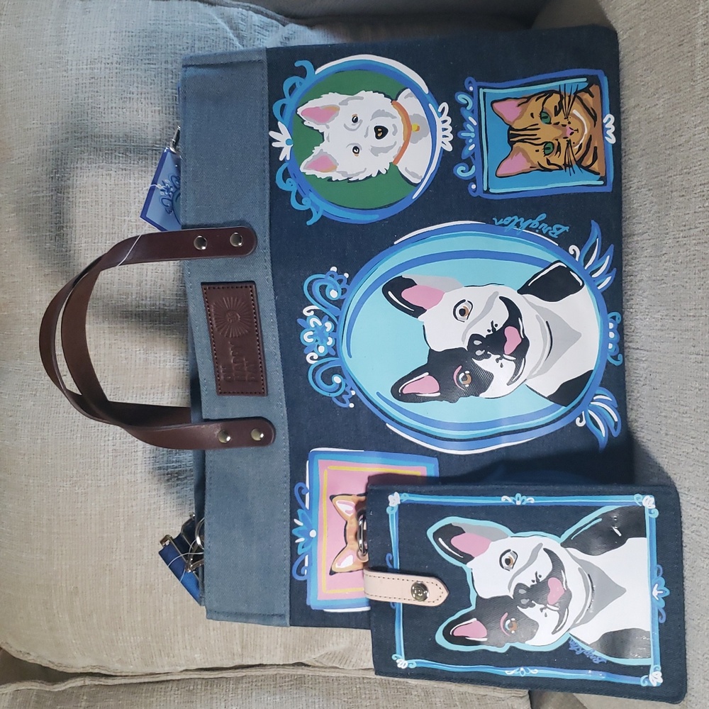 NEW BRIGHTON Fur Family Tote & Buddy Denim Pouch/Crossbody